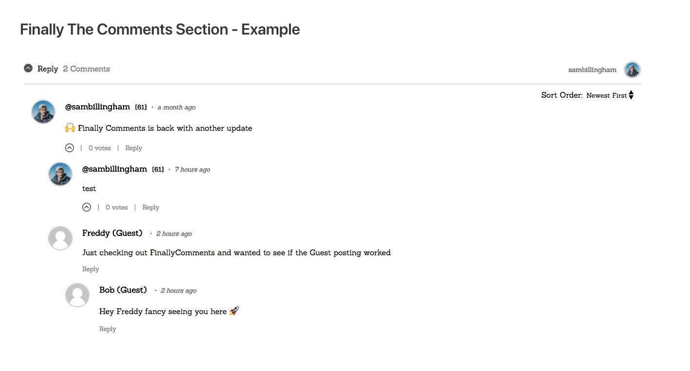 Finally Comments embedded thread combining authenticated Steem users and guest replies