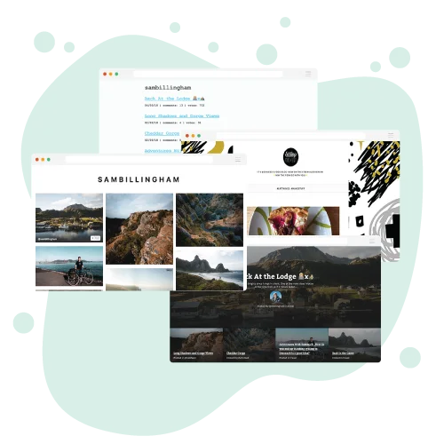 Finally Network theme system showing photography, long-form, portfolio, and video-oriented Steem websites